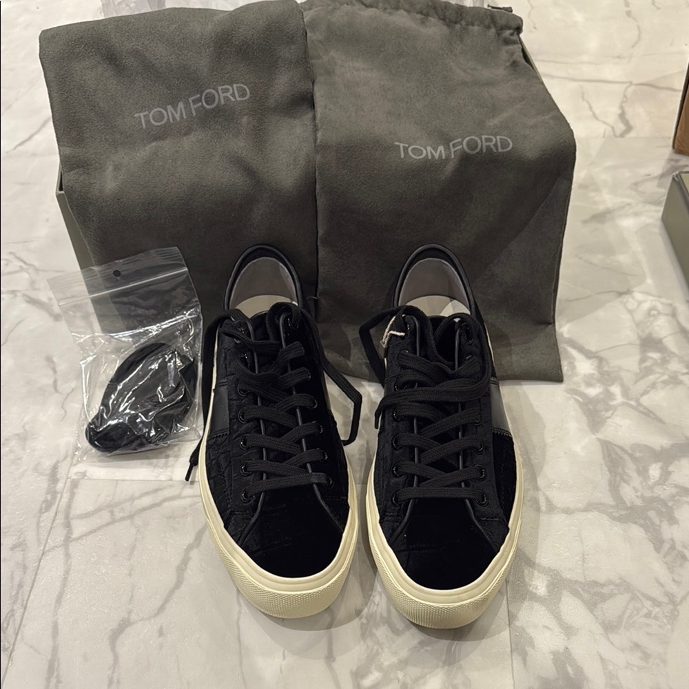 Tom Ford Black and Cream Sneakers